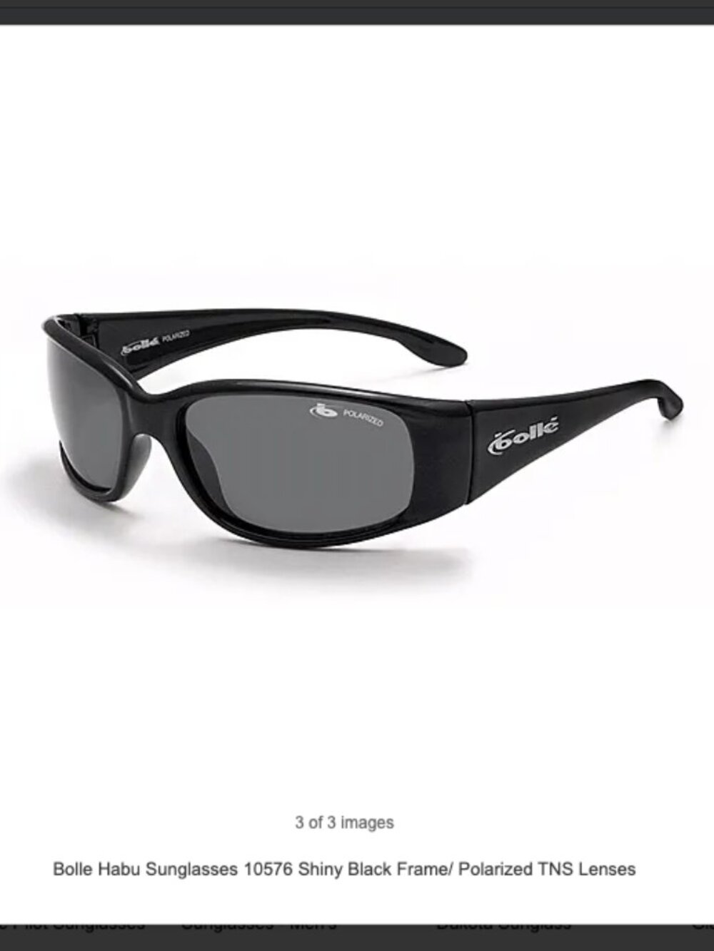 Vintage Bolle Black Habu 10576 Wraparound Sunglasses - Unisex